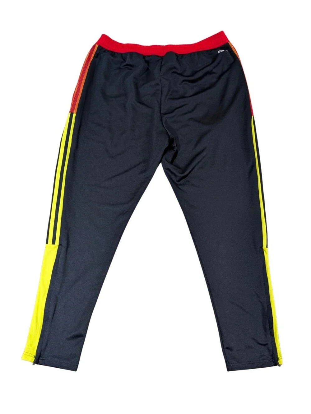 adidas Primegreen Track Pants Mens XL Black Yellow Red Ankle Zip No Drawstring